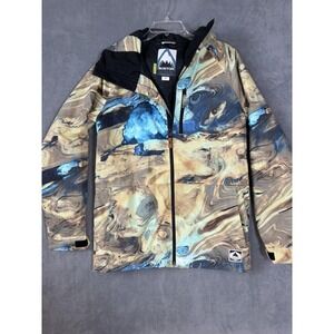 Burton Men's Dry Ride Snowboarding Skiing Hooded Jacket Size Small Marble‎ Print